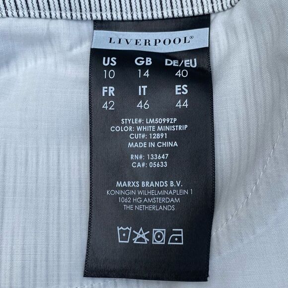 NWT New Liverpool Graham Bootcut Trouser Ministripe White w/Black Stripe Sz 10 - Picture 7 of 8